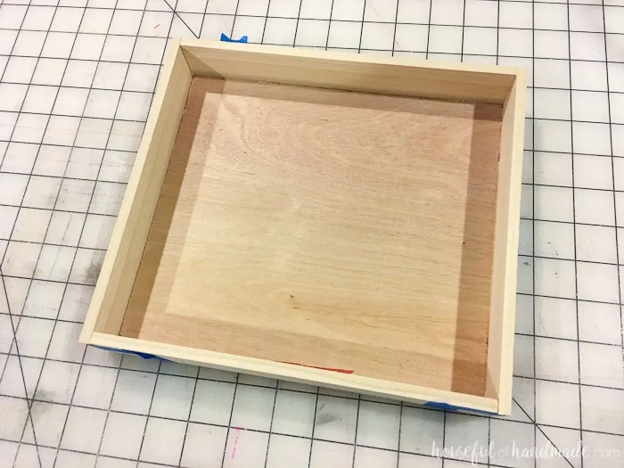 The outside of the tray fully glued together. 