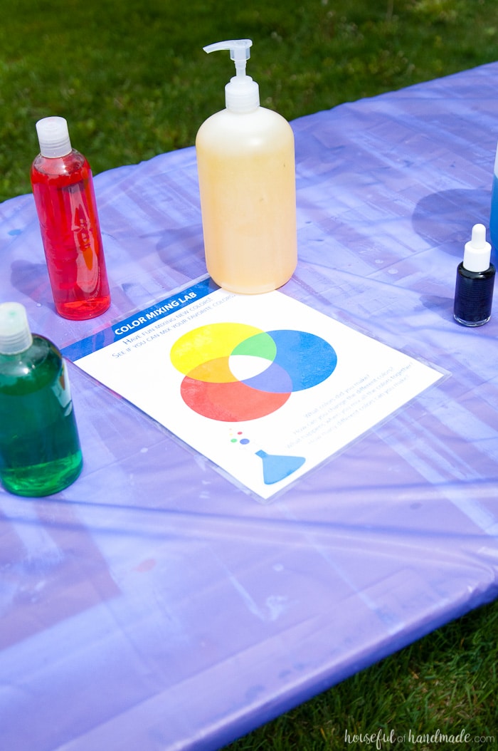 color mixing lab sheet with instructions on how to complete the children's science experiment 
