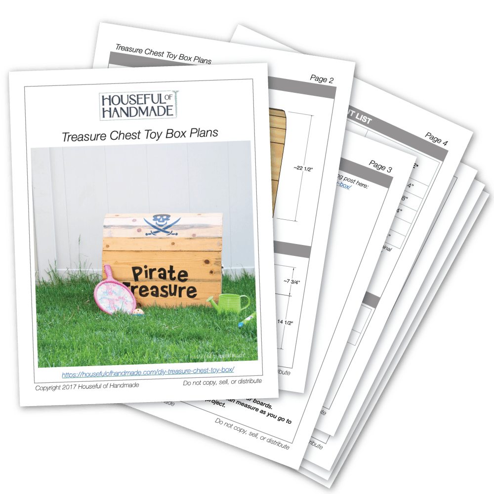 PDF plans for a treasure chest toy box.