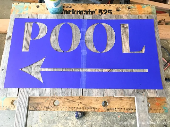 Create the perfect outdoor decor for summer with this DIY wood sign with a router. Using reclaimed wood, the 3D pool sign is perfect for your next party! Housefulofhandmade.com | Router Sign | Reclaimed Wood Sign | How to Make a Sign with a Router | Scrap Wood Projects | Summer Sign | Outdoor Sign