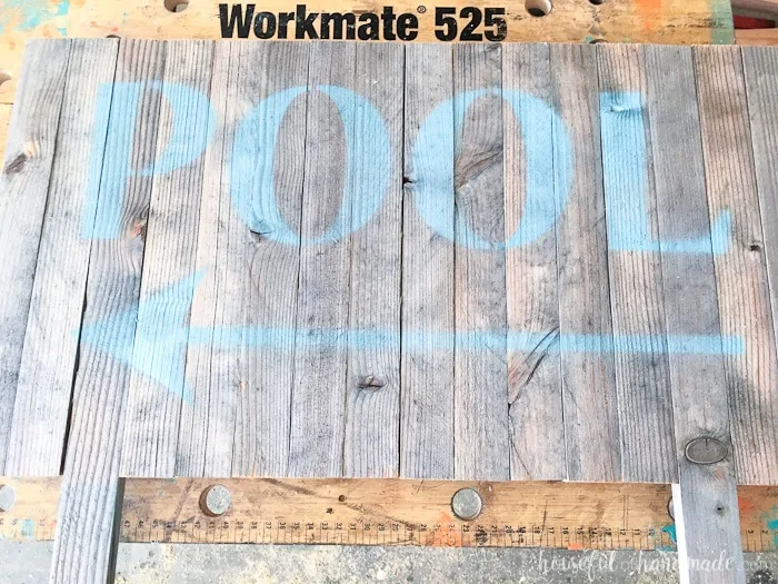 Create the perfect outdoor decor for summer with this DIY wood sign with a router. Using reclaimed wood, the 3D pool sign is perfect for your next party! Housefulofhandmade.com | Router Sign | Reclaimed Wood Sign | How to Make a Sign with a Router | Scrap Wood Projects | Summer Sign | Outdoor Sign