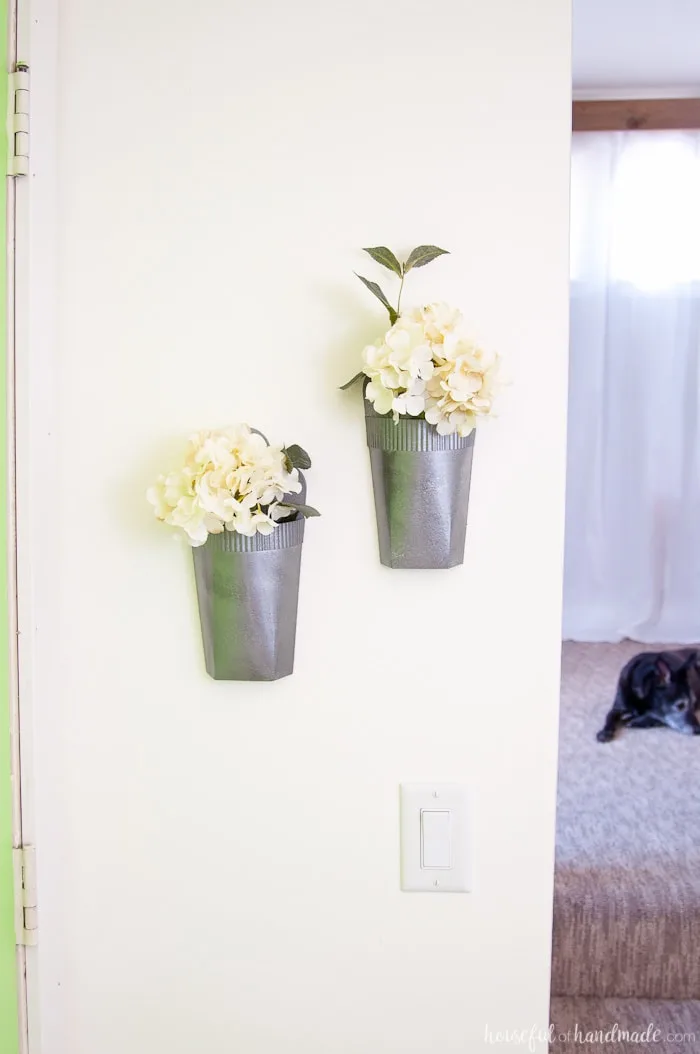 Take a peak into the houses of your favorite bloggers this summer. Each week we will be sharing different rooms in our home. This week is all about the entryway. See how we have our Farmhouse Entryway mudroom decorated and ready for summer. Housefulofhandmade.com | Summer Home Tour | Small Entry Decor | Small Mudroom Ideas | Entryway Mudroom Ideas | Mudroom Storage | DIY Shiplap Entry | Room by Room Summer Series