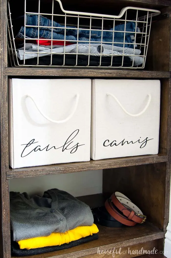 Cardboard boxes covered in drop cloth make beautiful fabric boxes. See how easy it is to make these drop cloth storage boxes. Housefulofhandmade.com