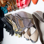 Shoes as art in the walk in closet! Create shoe storage with only $1. Housefulofhandmade.com