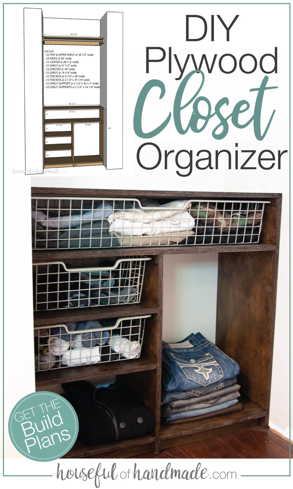 DIY Plywood Closet Organizer Build Plans - Houseful of Handmade