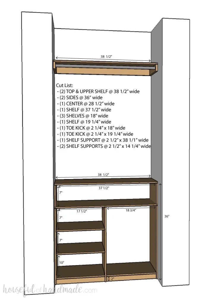 Wood Closet Shelving Plan PDF, Wardrobe Closet Organizer, Closet Rack  System 