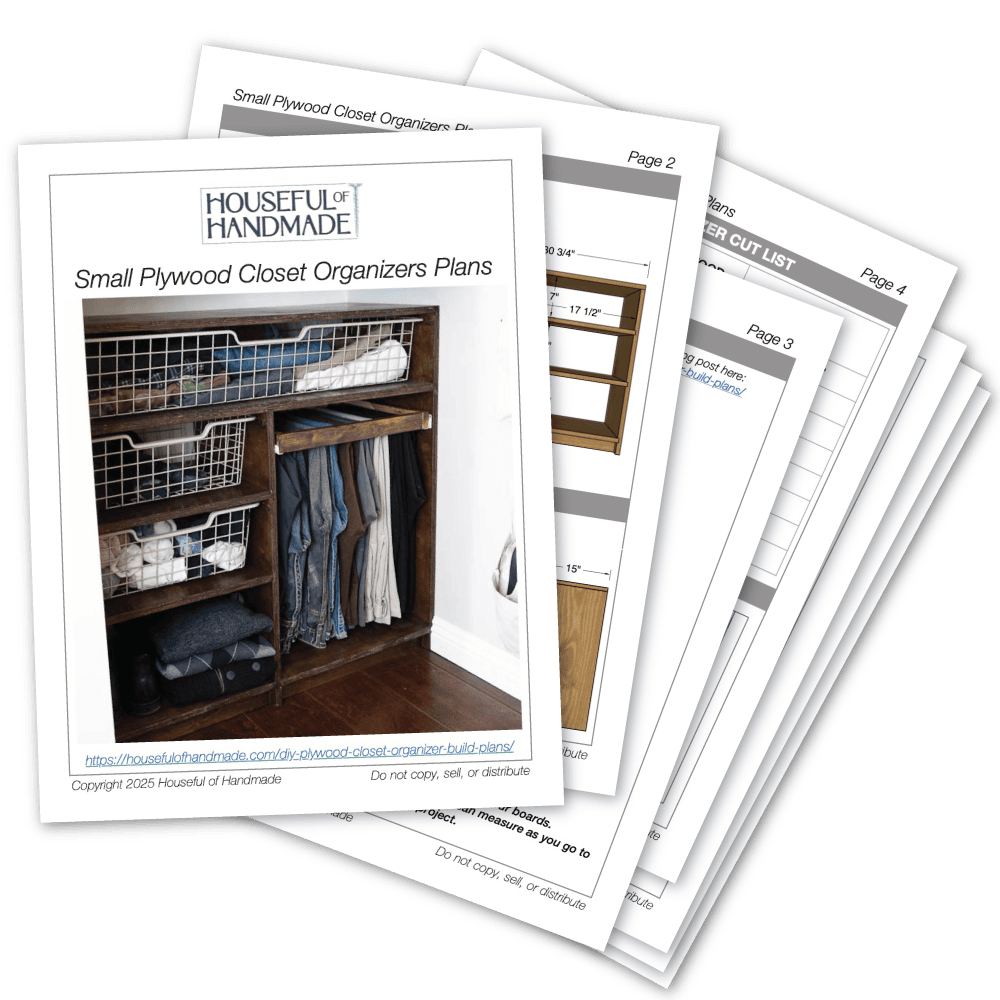 PDF plans for the small closet organize cabinets.