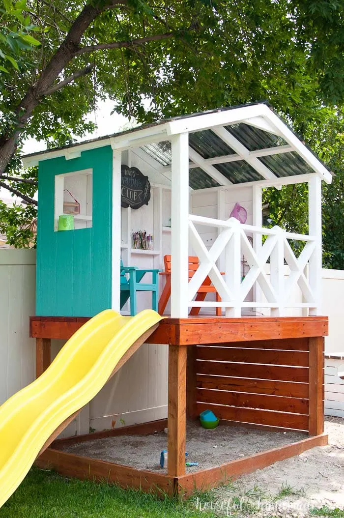Build An Outdoor Playhouse For Kids, Small Wooden Playhouse With Slide