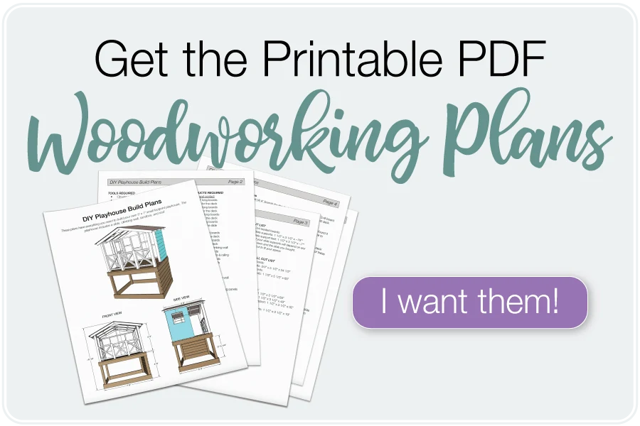 Button to purchase printable PDF plans for the DIY playhouse.
