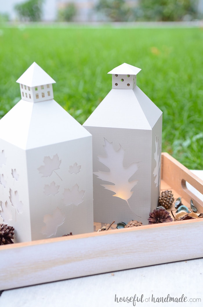 Instant fall decor for your home! Whip up these DIY candle lanterns out of paper today. Housefulofhandmade.com