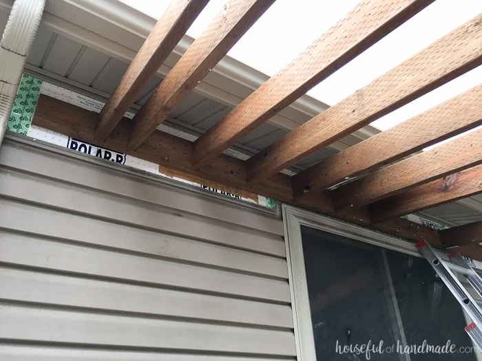 Build A Patio Pergola Attached To The, How To Attach A Patio Roof An Existing House With Vinyl Siding