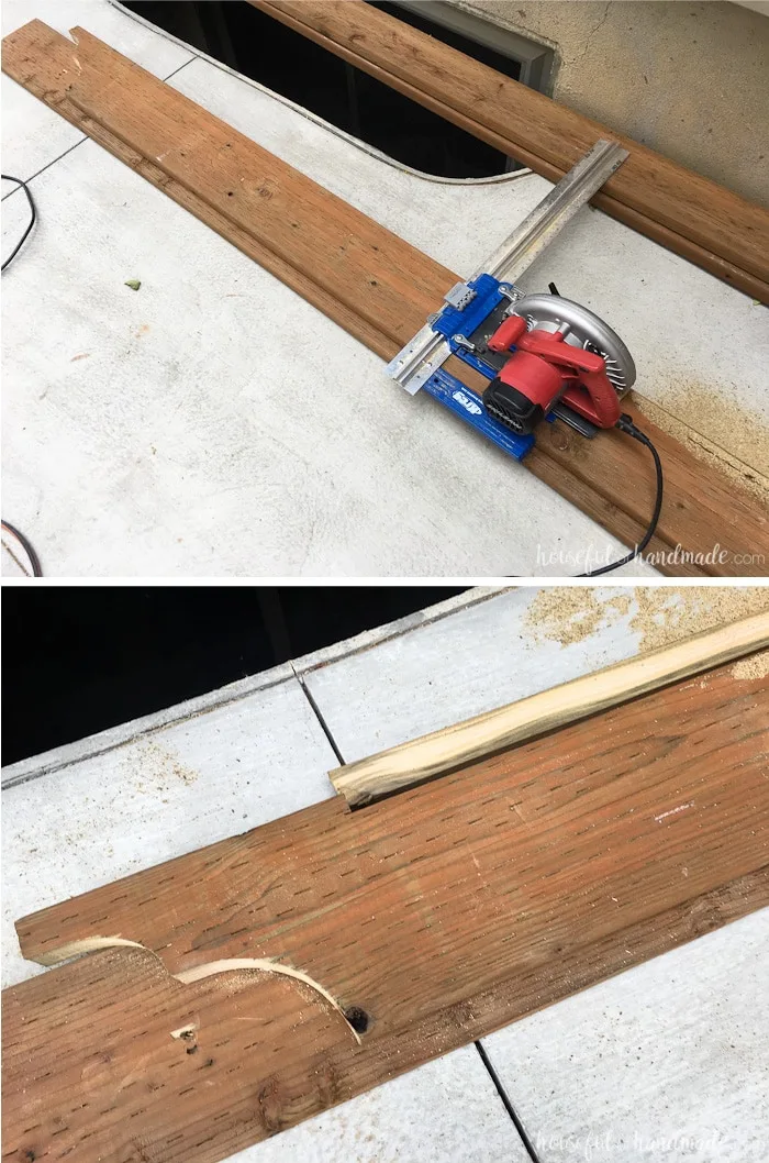 Cut the beam to fit under the angled boards. How to build a patio pergola attached to the house. Housefulofhandmade.com