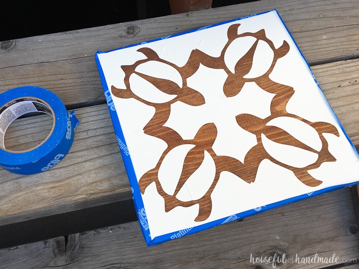 Use these easy stencil tips to make beautiful tropical wall art. Housefulofhandmade.com