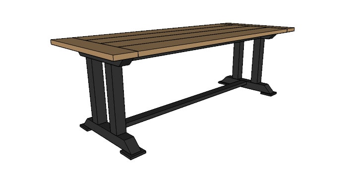 Sketch up render of outdoor trestle table plans