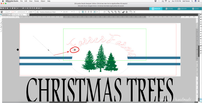 Learn how to create curved text to make a personalized Christmas tree farm sign. Housefulofhandmade.com