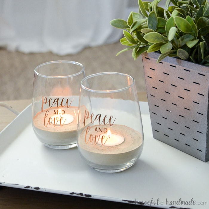 Turn old jars or glasses into beautiful tea light holders. These can easily be made for any season. Housefulofhandmade.com