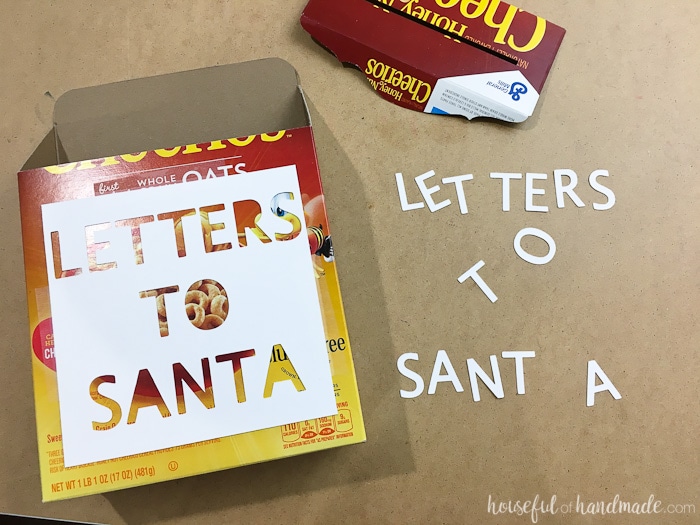 letters to santa stencil on empty cereal box