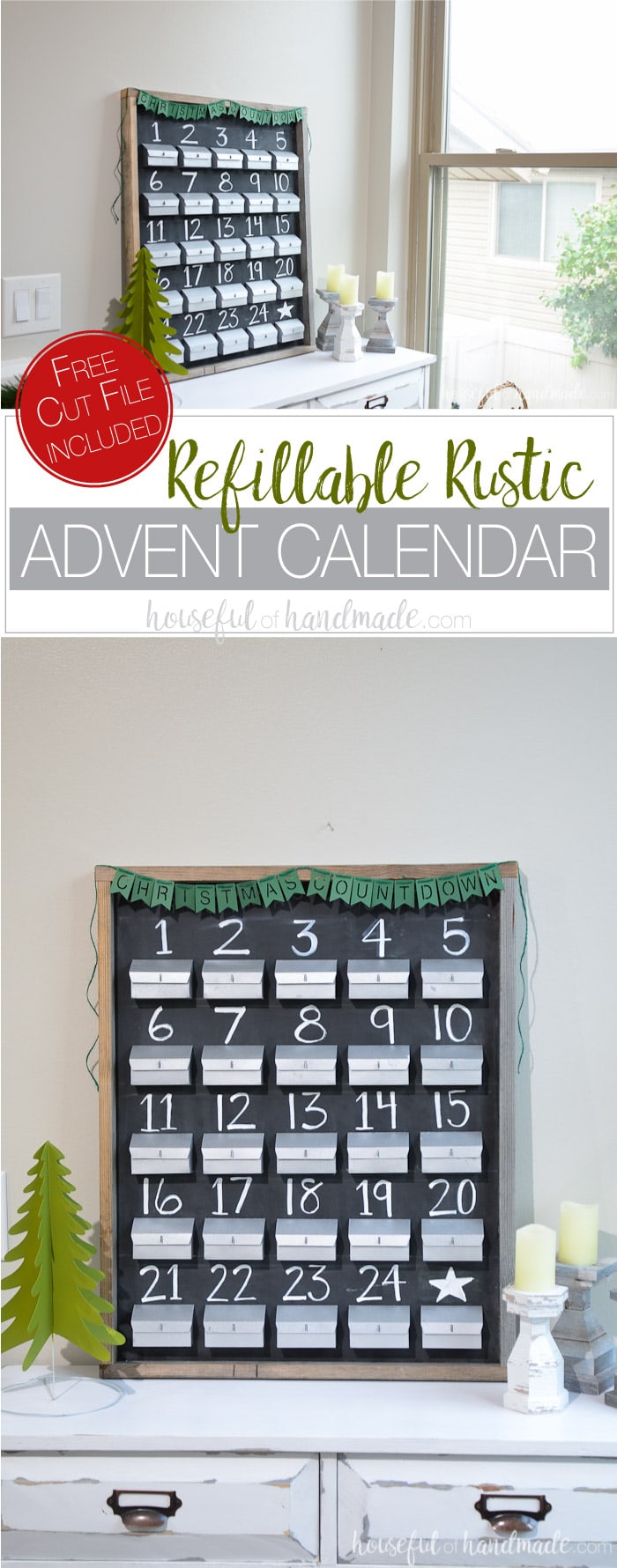 Refillable Rustic Advent Calendar Houseful of Handmade