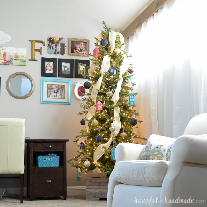 Check out our modern colorful farmhouse Christmas tree as part of the My Home Style Christmas tree blog hop. Housefulofhandmade.com