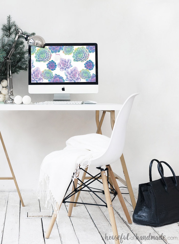 Decorate your screens for the New Year with these free digital backgrounds for January. This beautiful watercolor succulent print will help you forget it is winter. Both desktop and smartphone backgrounds come with or without this month's calendar. Housefulofhandmade.com