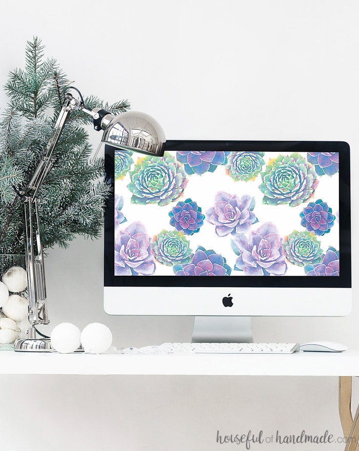 Download this free digital wallpaper for your computer. I love the watercolor succulent print. Housefulofhandmade.com