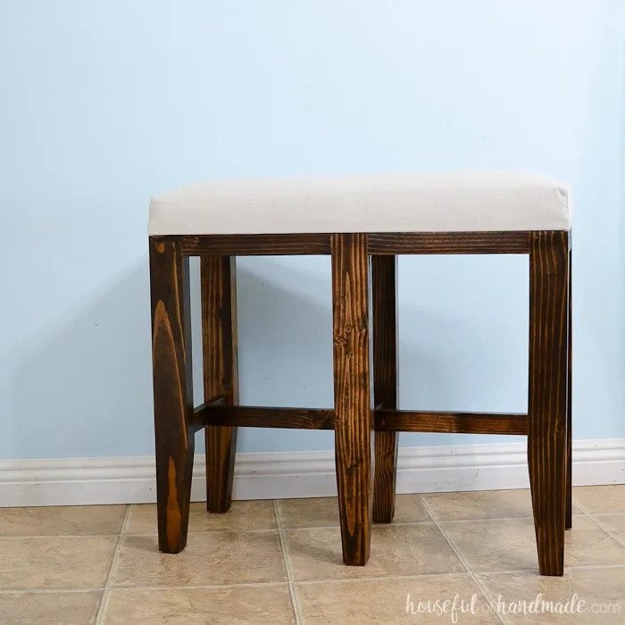 Turn your kitchen island into a gathering place with these double bar stool benches. Plenty of seating for lots of people! Housefulofhandmade.com