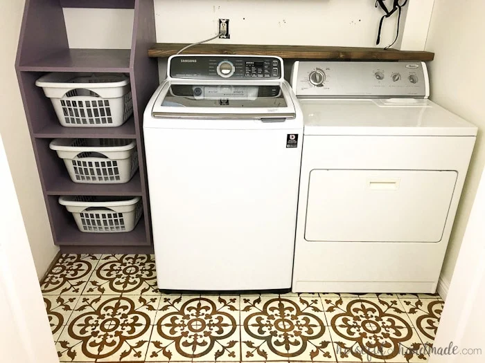 The $100 laundry room remodel is coming along! See the week 4 progress at Housefulofhandmade.com.