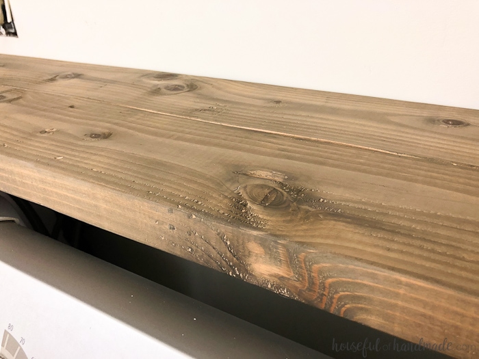 I love this beautiful barnwood finish. You can turn any wood into barnwod with this inexpensive stain. Housefulofhandmade.com