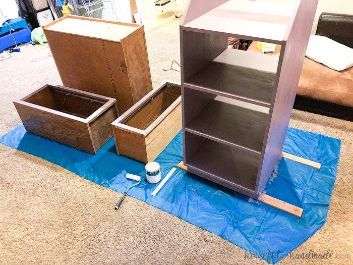 See how easy it was to paint the cabinets in our laundry room to update them. I love this soft purple color. Housefulofhandmade.com