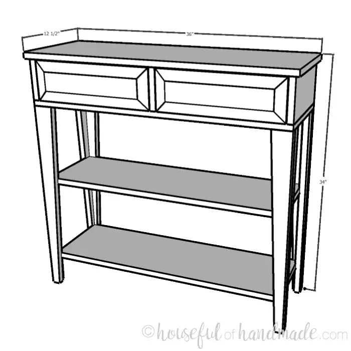 Build plans for a small console table. Housefulofhandmade.com