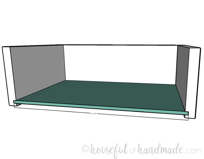 Small console table plans step 9: adding the drawer bottom. Housefulofhandmade.com