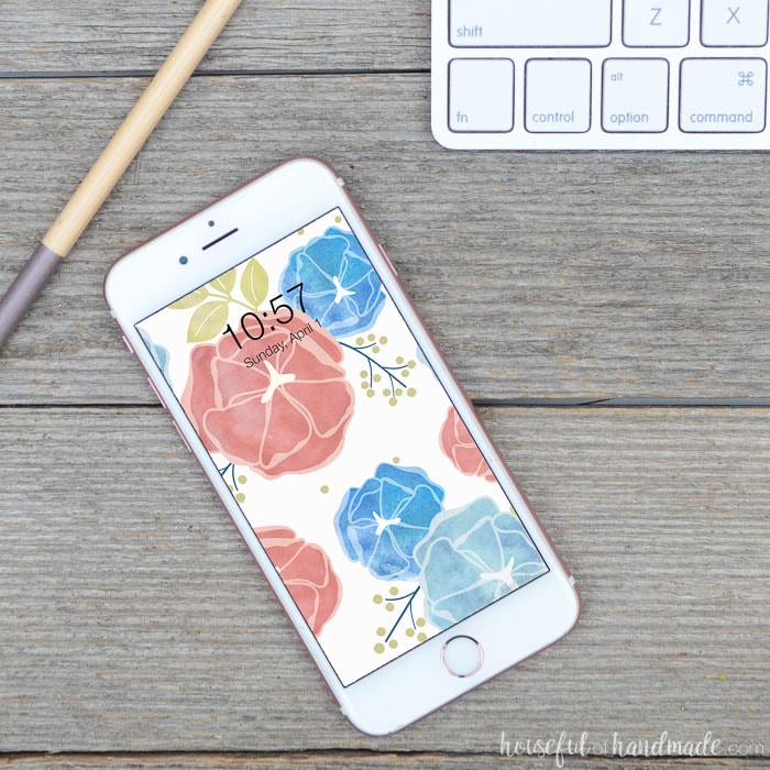 These free digital backgrounds for April are the perfect digital wallpaper for spring. A bright watercolor surface pattern will pop on your smartphone. Housefulofhandmade.com