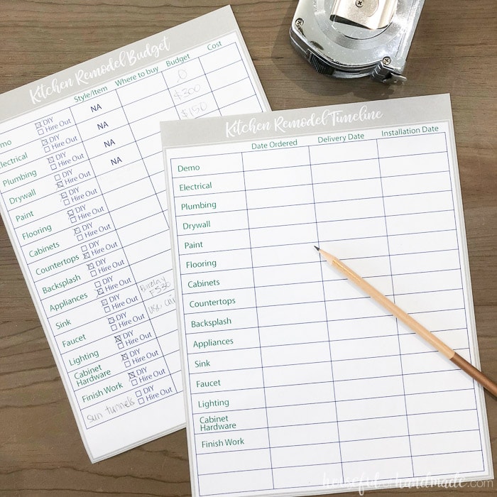 Free Printable Kitchen Remodel Planning Tools - Houseful of Handmade