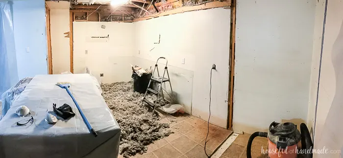 There are always challenges when you open walls. See how we dealt with ours in our DIY kitchen remodel week 2 progress. Housefulofhandmade.com
