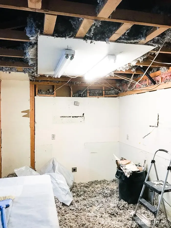 We had to move all those wires hanging down in the soffit. Always be prepared with a contingency budget when doing a DIY kitchen remodel. Housefulofhandmade.com