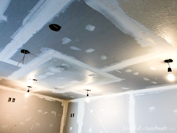 So excited to have the ceiling drywall done. Our 6 week DIY kitchen remodel is back on track. Housefulofhandmade.com