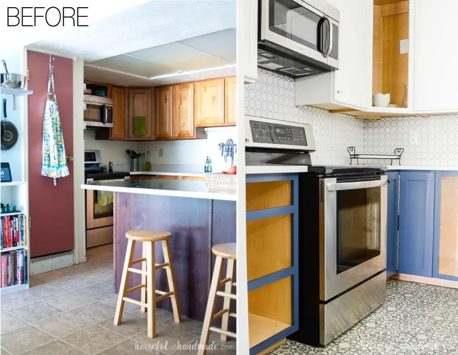 See the full budget farmhouse kitchen remodel at Housefulofhandmade.com.