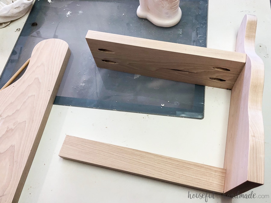 Shelf and back support to the farmhouse paper towel holder with screws