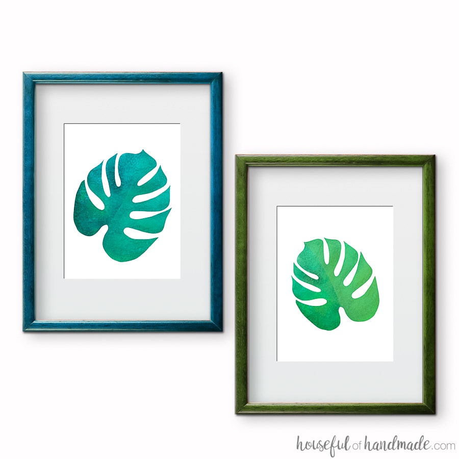 Blue and green palm leaf art prints are the easiest way to add tropical decor to your home. Download these free printables today at Housefulofhandmade.com.