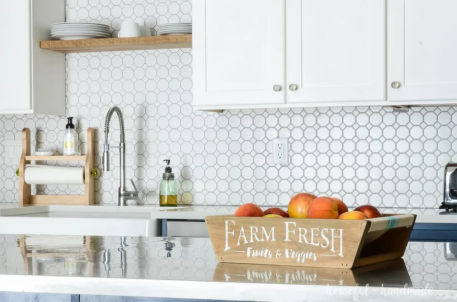 Blue and White Kitchen (with Navy Blue Kitchen Island) - On Sutton Place