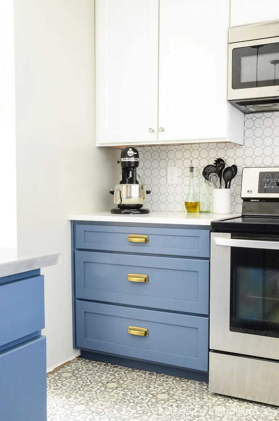 Two Drawer Base Cabinet with Scooped Drawer Modification