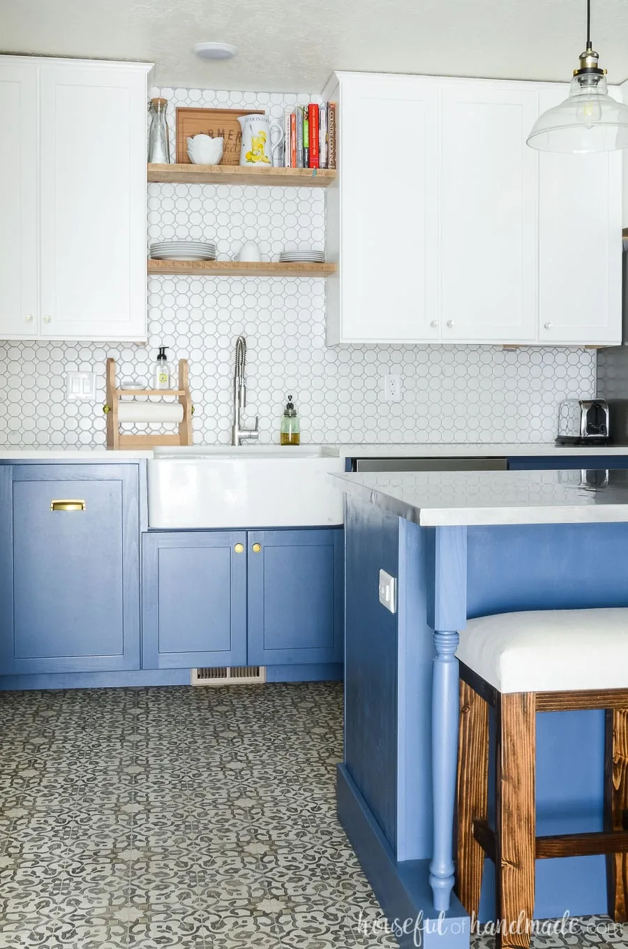 Blue and White Kitchen (with Navy Blue Kitchen Island) - On Sutton