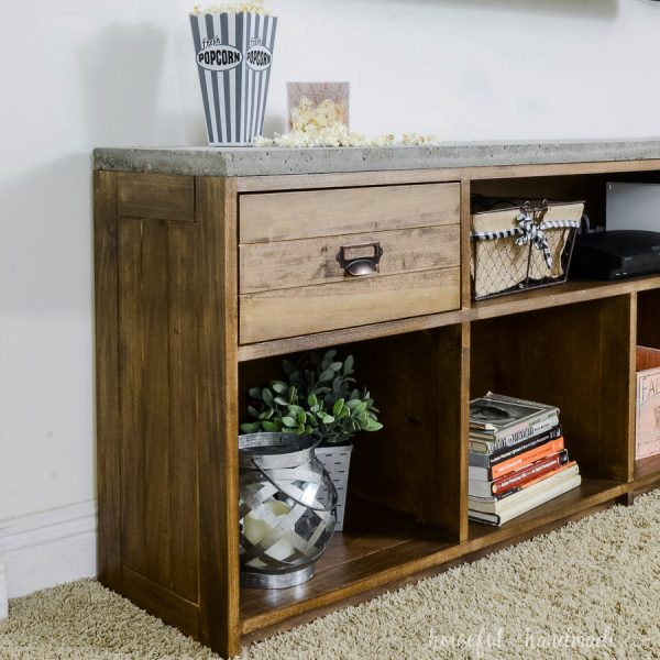 Rustic TV Stand with Concrete Top Houseful of Handmade