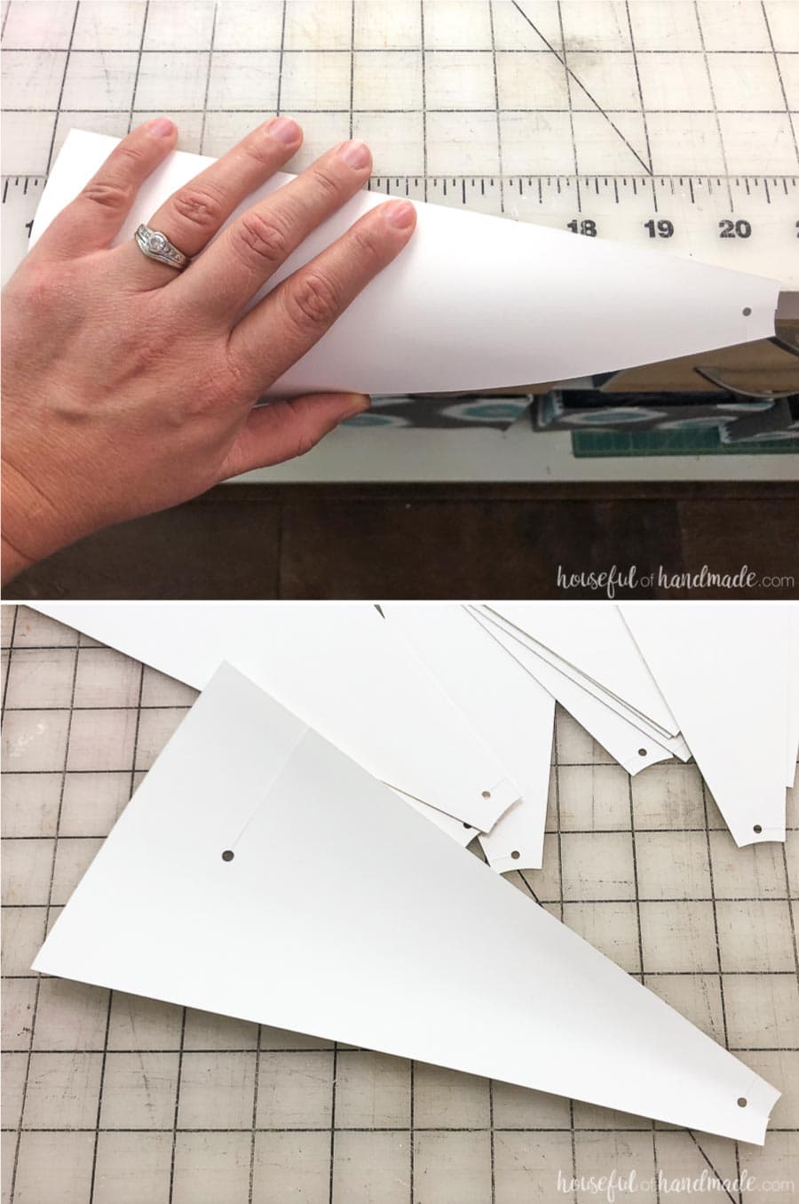 Roll the paper windmill blades over the edge of a table to give it a curve