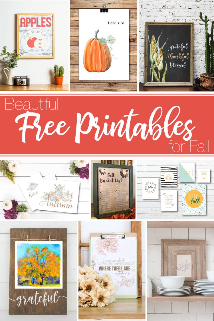 9 images with different fall printables on them.