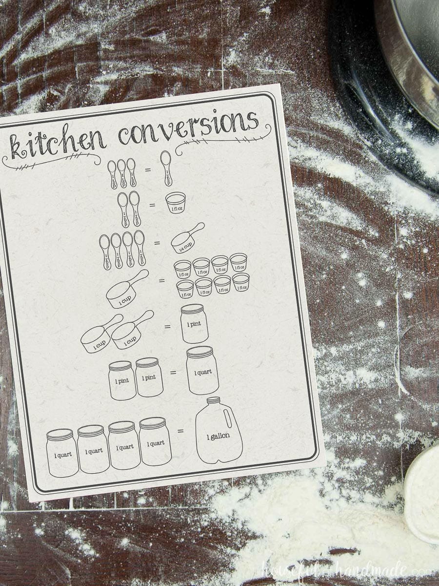 Printable Cooking Conversion Chart Houseful of Handmade