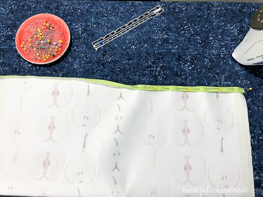 Use a hem gauge to easily create a rolled hem around your handmade tea towel.