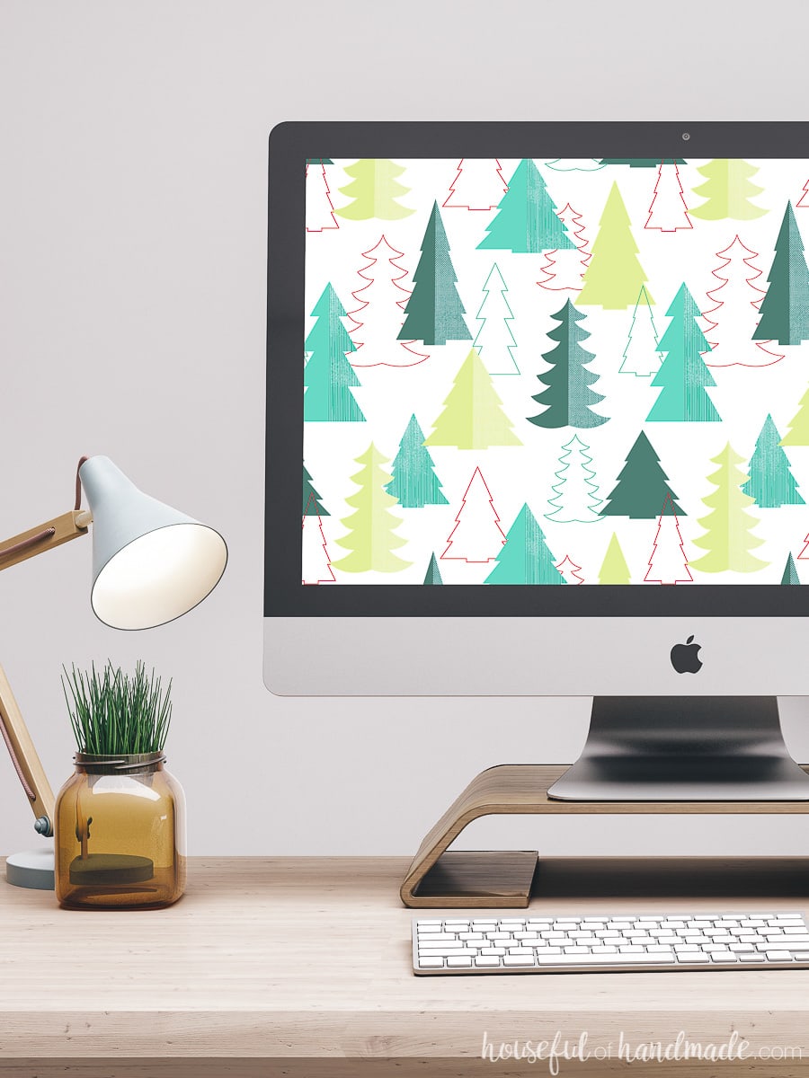 Free Christmas digital wallpaper on the computer screen.