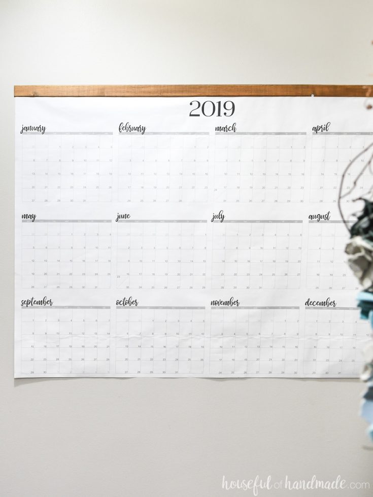 Printable Giant Wall Calendar Houseful of Handmade