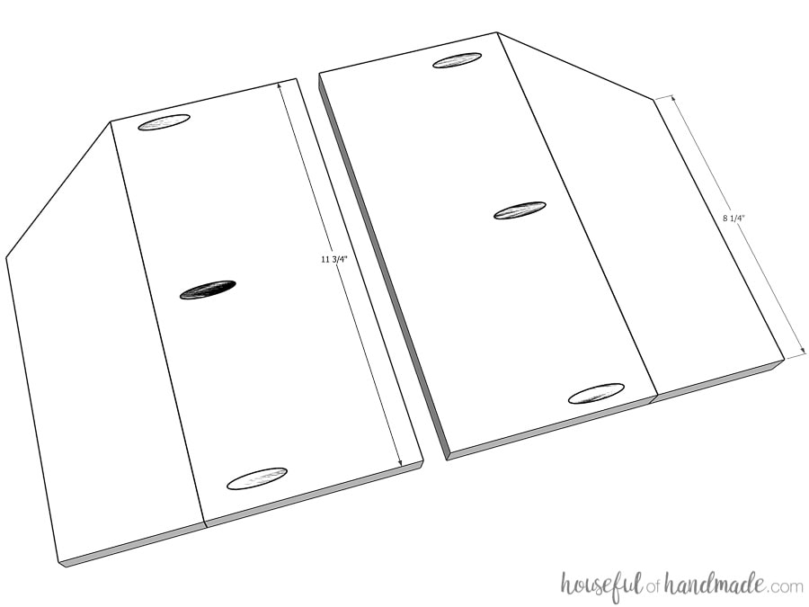 Two side pieces assembled with pocket holes. 